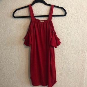 Red Flowy Shirtdress